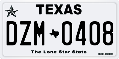 TX license plate DZM0408