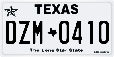 TX license plate DZM0410