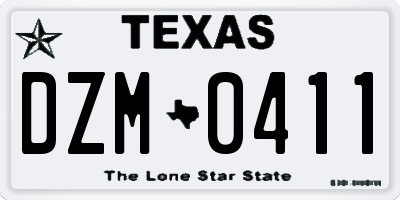 TX license plate DZM0411