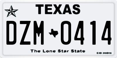 TX license plate DZM0414