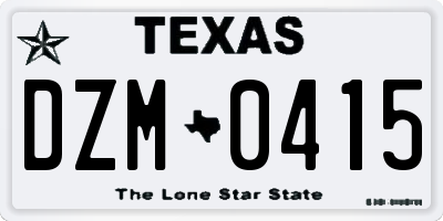 TX license plate DZM0415