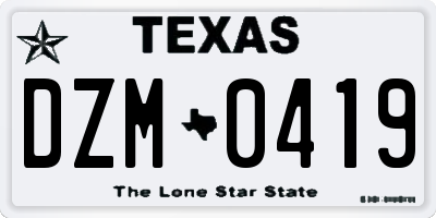 TX license plate DZM0419