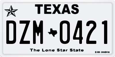 TX license plate DZM0421
