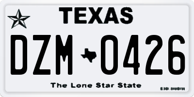 TX license plate DZM0426