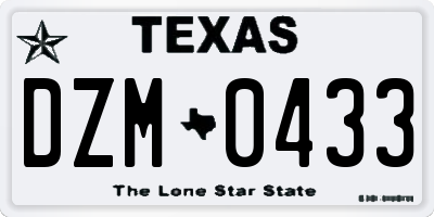 TX license plate DZM0433