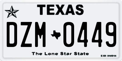 TX license plate DZM0449