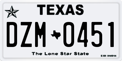 TX license plate DZM0451