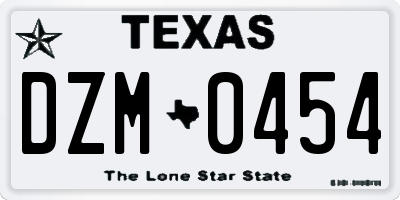 TX license plate DZM0454