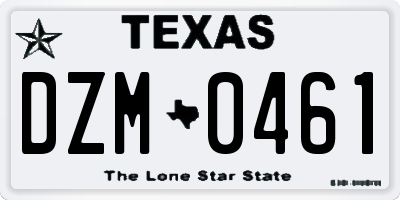 TX license plate DZM0461