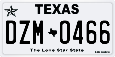 TX license plate DZM0466