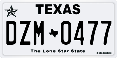 TX license plate DZM0477