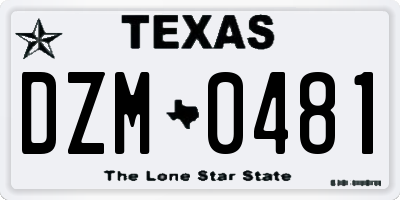 TX license plate DZM0481