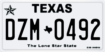 TX license plate DZM0492
