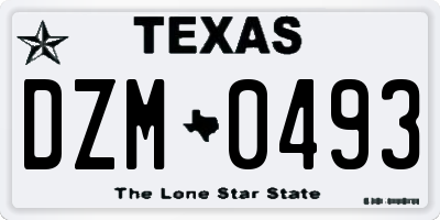 TX license plate DZM0493