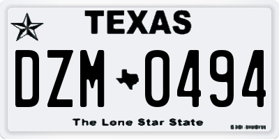 TX license plate DZM0494