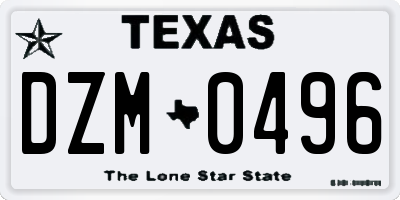 TX license plate DZM0496
