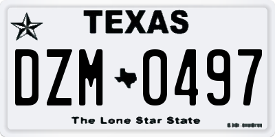 TX license plate DZM0497