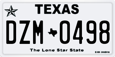 TX license plate DZM0498