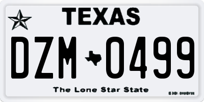 TX license plate DZM0499