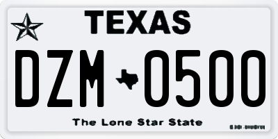 TX license plate DZM0500