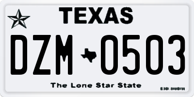 TX license plate DZM0503