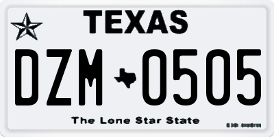 TX license plate DZM0505