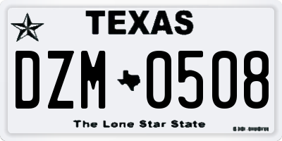 TX license plate DZM0508