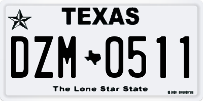 TX license plate DZM0511