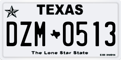 TX license plate DZM0513