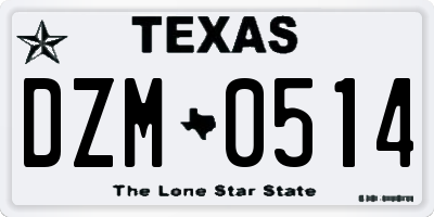 TX license plate DZM0514