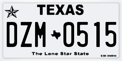 TX license plate DZM0515