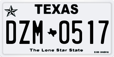 TX license plate DZM0517