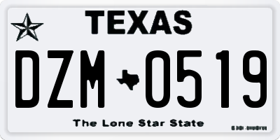 TX license plate DZM0519