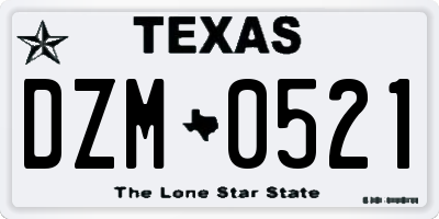 TX license plate DZM0521