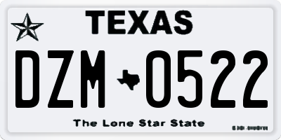 TX license plate DZM0522