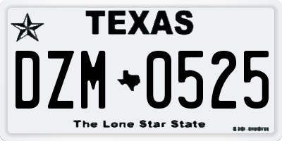 TX license plate DZM0525