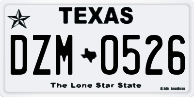 TX license plate DZM0526