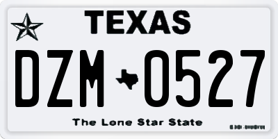 TX license plate DZM0527