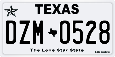 TX license plate DZM0528