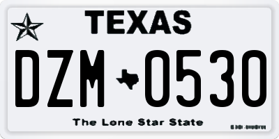 TX license plate DZM0530