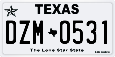 TX license plate DZM0531