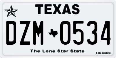 TX license plate DZM0534