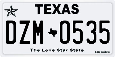 TX license plate DZM0535