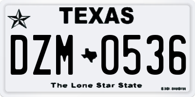 TX license plate DZM0536