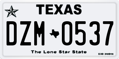 TX license plate DZM0537