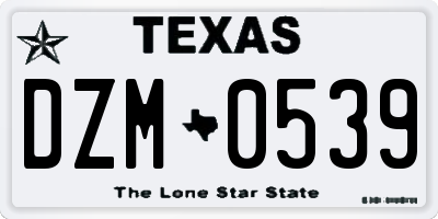 TX license plate DZM0539