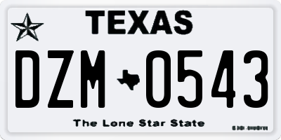 TX license plate DZM0543