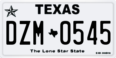 TX license plate DZM0545