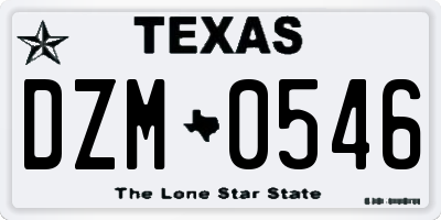 TX license plate DZM0546
