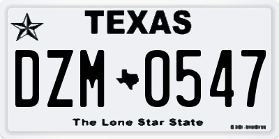 TX license plate DZM0547